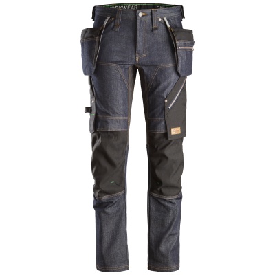 SNICKERS 6955 FLEXIWORK DENIM WORK TROUSERS+ WITH HOLSTER PO